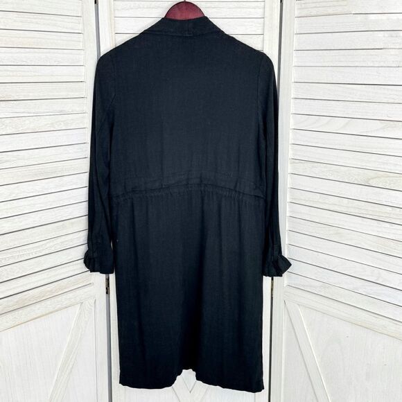Elodie Waterfall Linen Blend Cardigan Topper Jacket Black XS Open - Picture 10 of 14